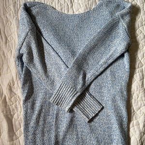 LOFT Speckled Blue Twist Back Sweater